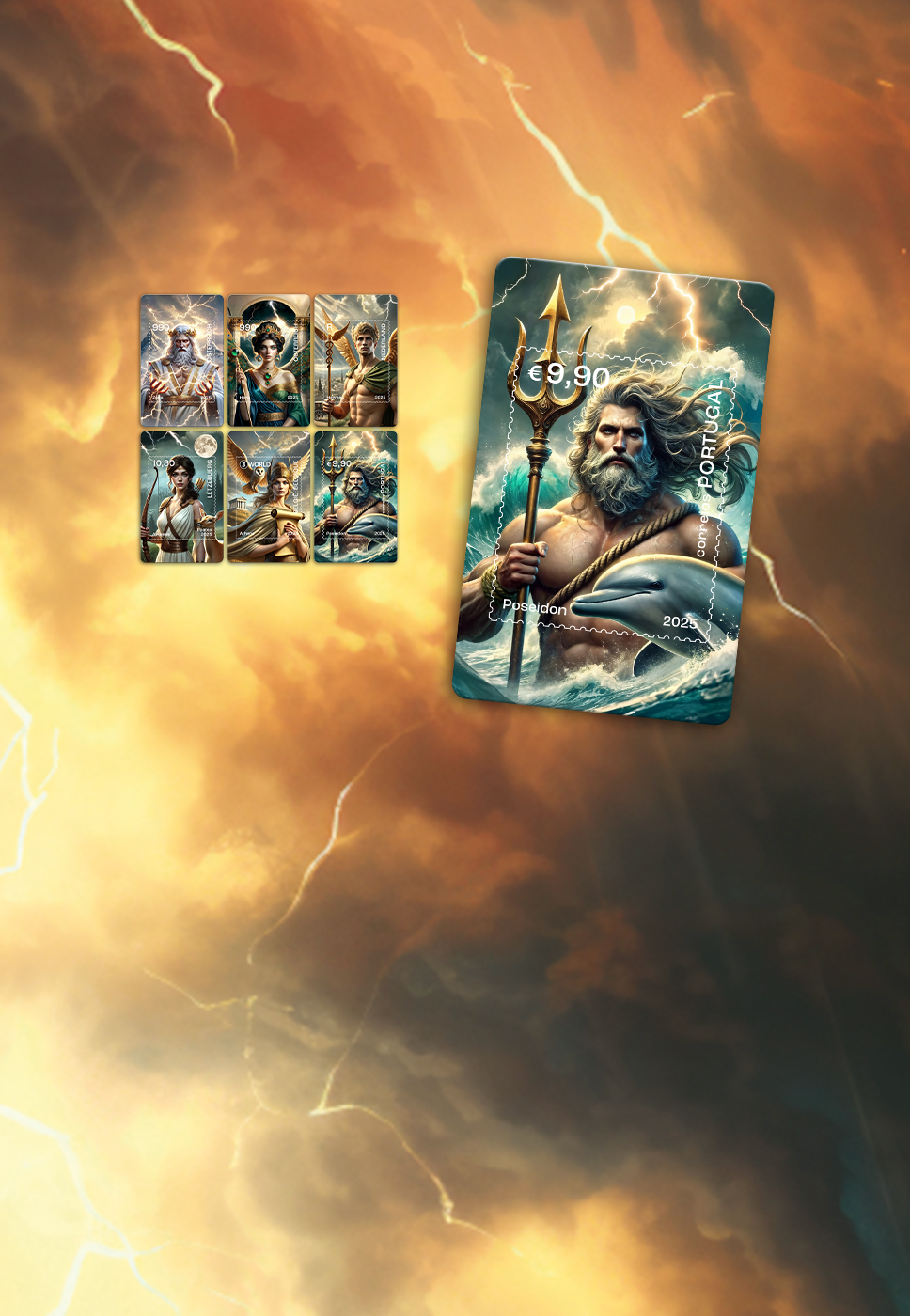 Crypto Stamp Poseidon plus the 5 stamps from the collection.